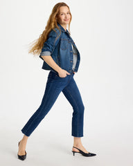 Carina Indigo Petite Girlfriend Fray Hem Kick Flares