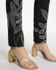 Black Floral Soutache Brigitte™ Slim Pull-On Ankle Pants