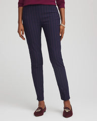 Passport Blue Pinstriped Brigitte™ Slim Pull-On Ankle Pants