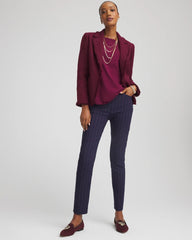 Passport Blue Pinstriped Brigitte™ Slim Pull-On Ankle Pants