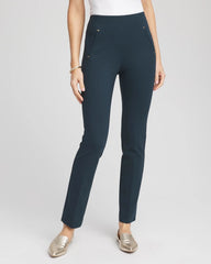Teal Shadow Juliet Slim Trim Detail Ankle Pants