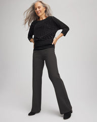 Graphite Heather Gray Petite Juliet Wide Full-Length Ponte Pants