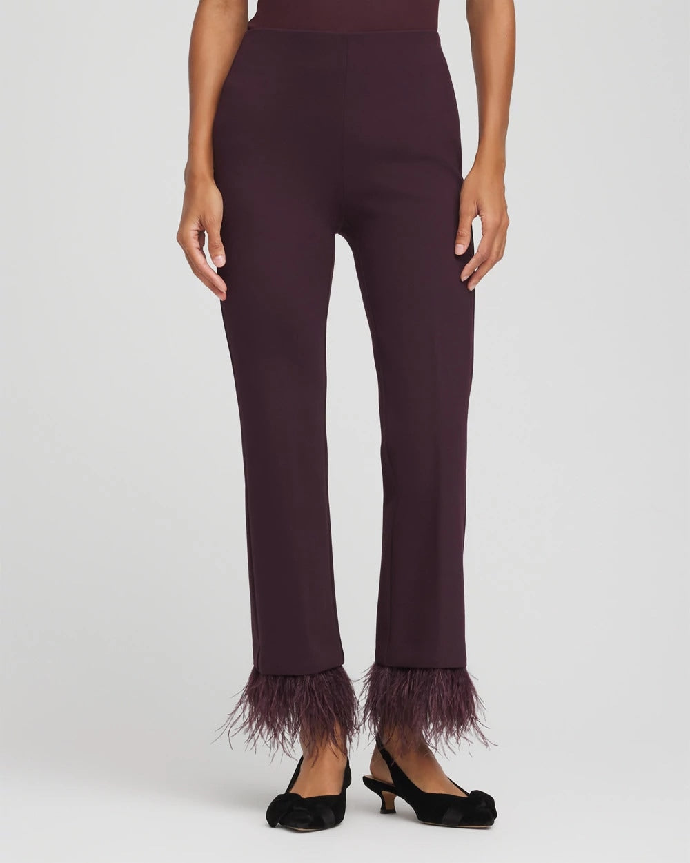 Night Bloom Juliet Feathered Flared Cropped Pants