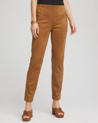 Burnt Sienna Faux Suede Juliet Slim Ankle Pants