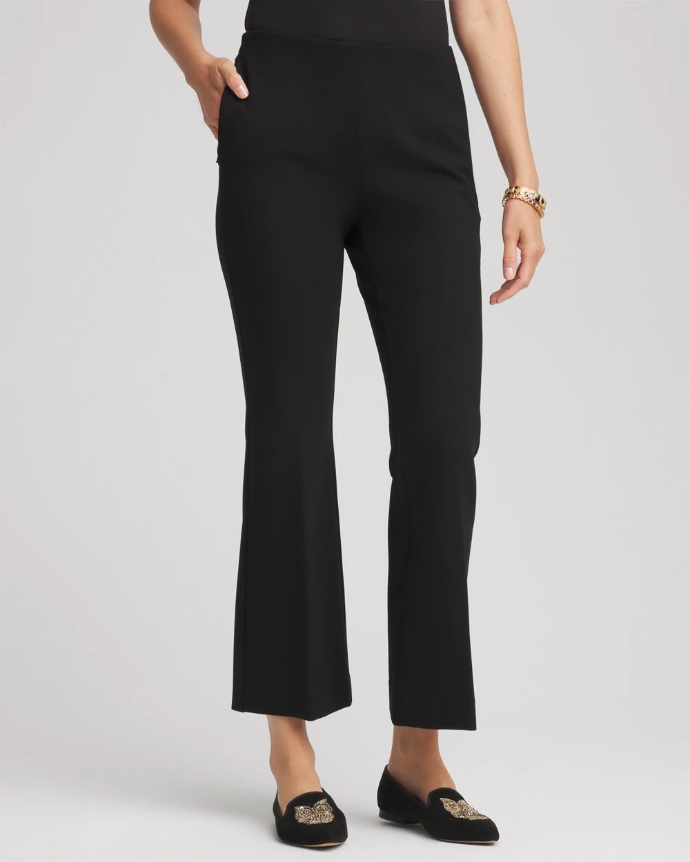 Black Juliet Slim Cropped Flared Pants