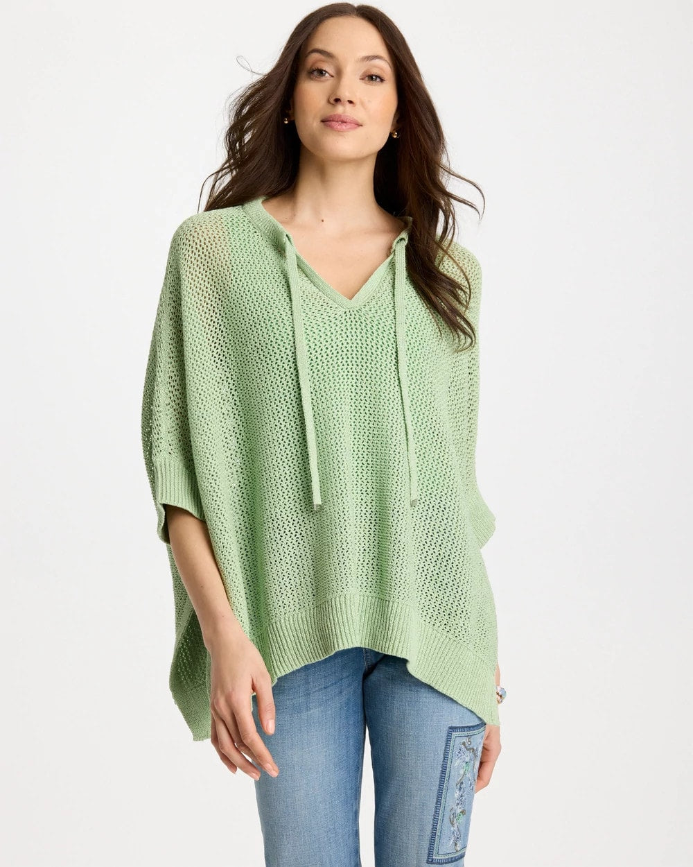 Avocado Artistry Avocado Artistry Open Knit Poncho