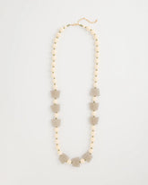 Neutral Long Geo Beaded Necklace