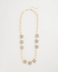 Neutral Long Geo Beaded Necklace