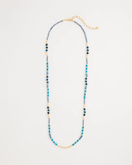 Teal Genuine Stone Beaded Long Necklace