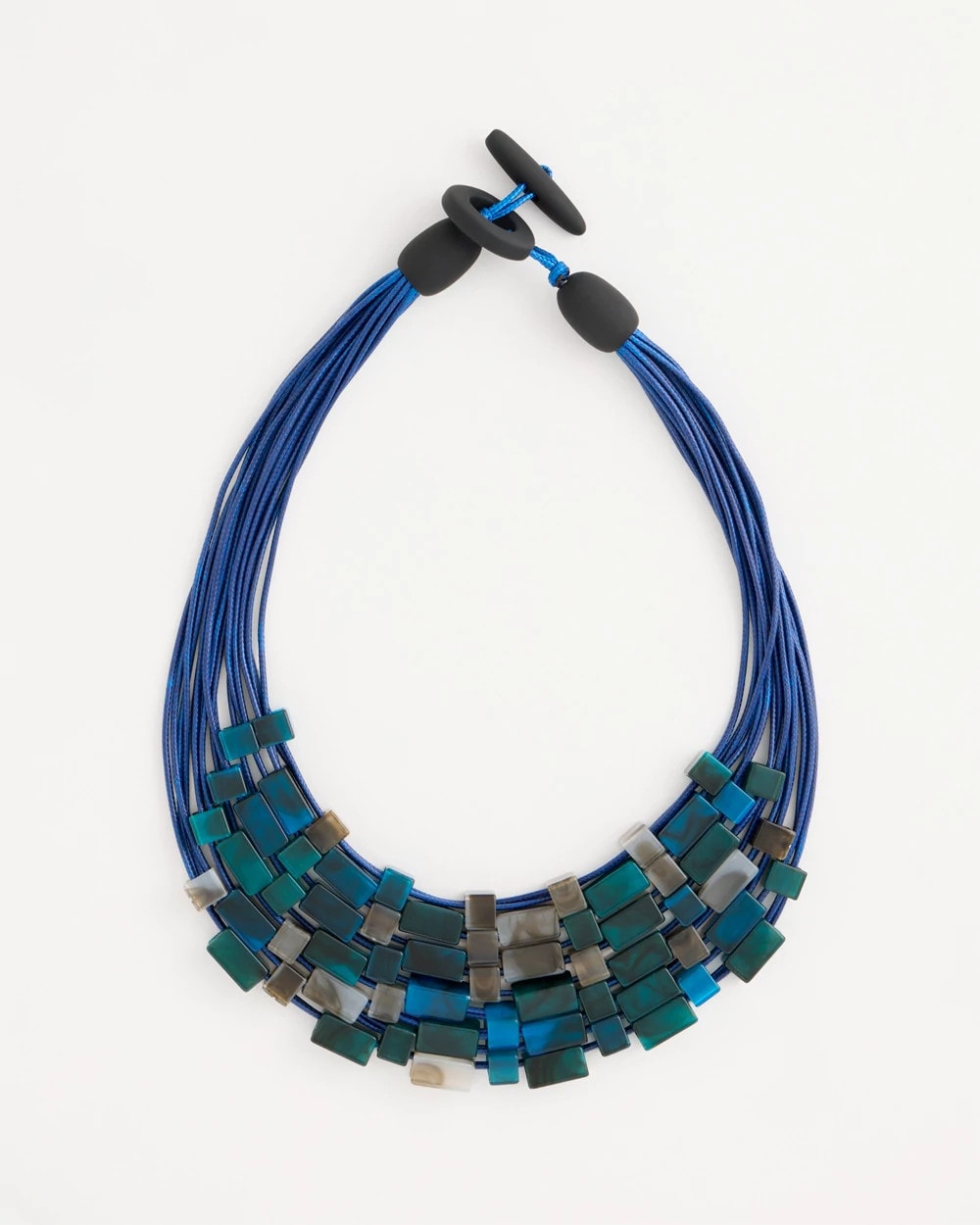 Blue Multi Chico's Originals Resin Square Corded Necklace