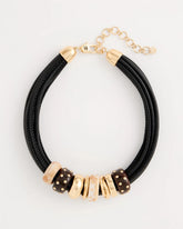 Neutral Embellished Rings Corded Necklace