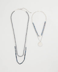 Blue Siren Pendant Layered Necklace