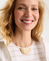 Gold White Enamel Collar Necklace