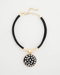 Black/White Polka Dot Pendant Necklace