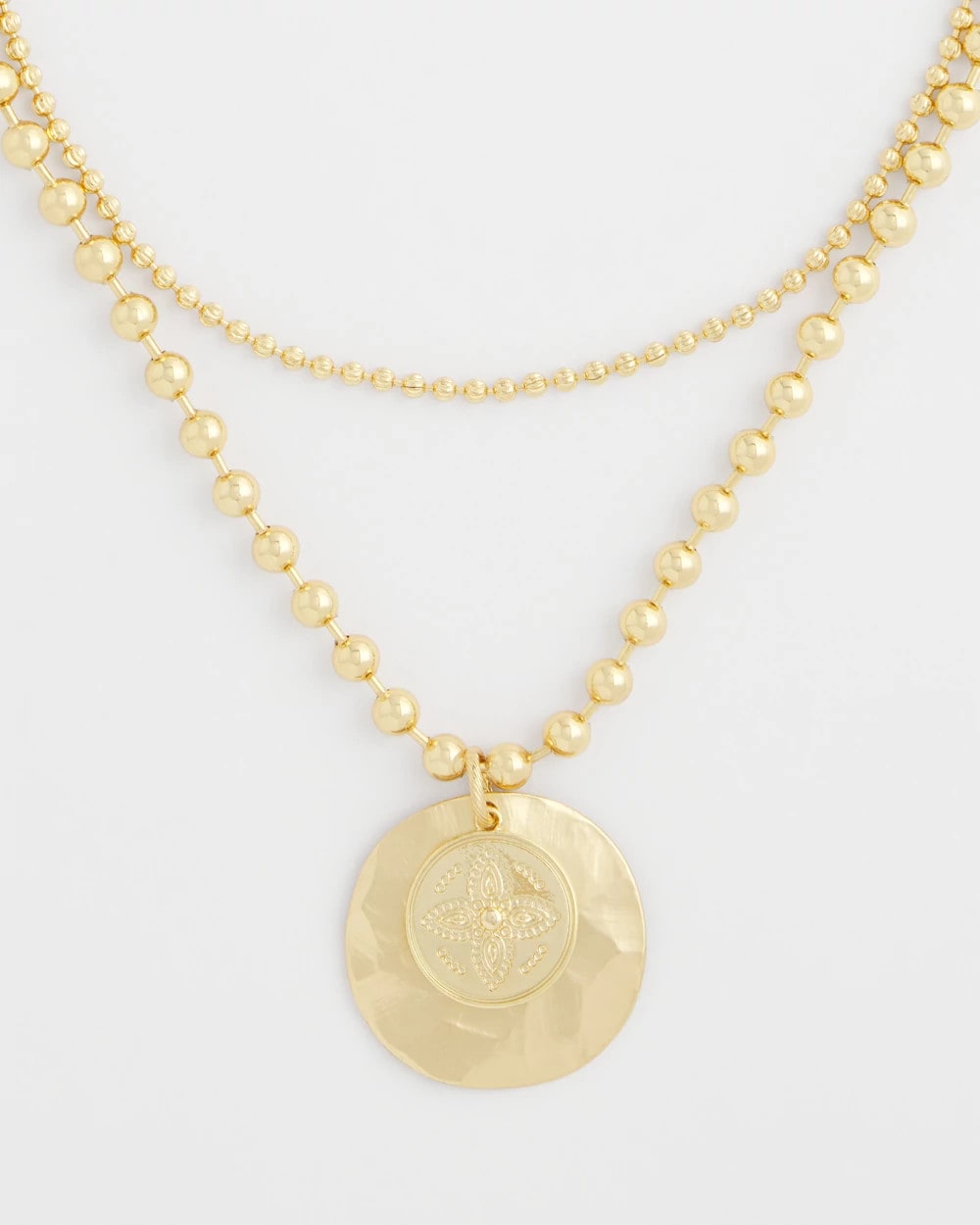 Gold Short Gold Ball Chain Pendant