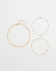 Mixed Metals Mixed Metal Link Triple-Strand Necklace