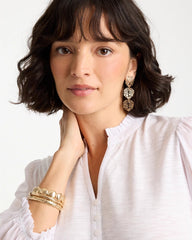 Gold Palm Frond Linear Drop Earrings