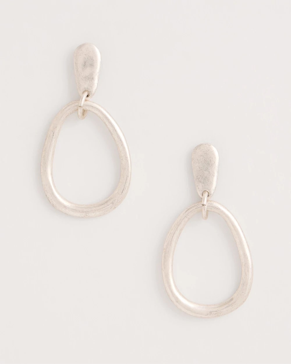 Silver Silvertone Open Circle Drop Earrings