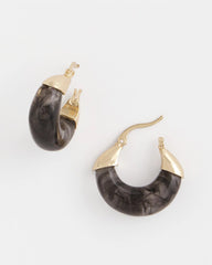 Gold Marble Gold Hoop Earrings