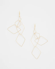 Gold Diamond Shaped Linear Earrings