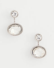 Silver Silvertone Bezel Stud Earrings