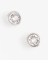 Silver Silver Tone Crystal Stud Earrings