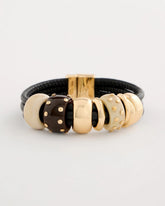 Neutral Embellished Rings Corded Bracelet