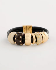 Neutral Embellished Rings Corded Bracelet