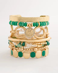 Green Genuine Jade Charm Stretch Bracelet