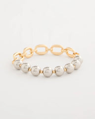 Mixed Metals Mixed Metal Chain Bead Stretch Bracelet