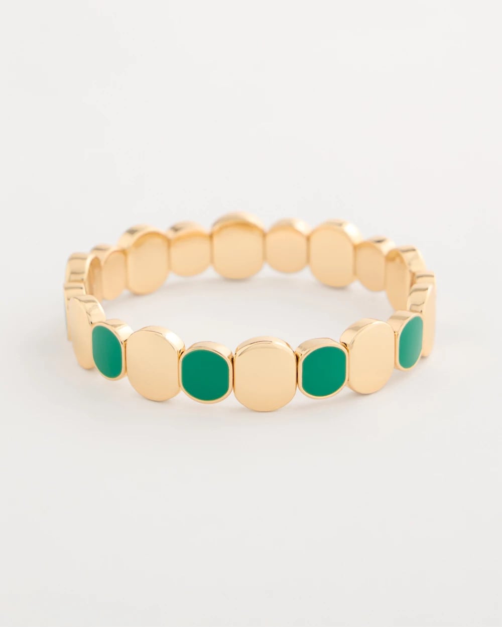 Green Green Goldtone Glam Stretch Bracelet