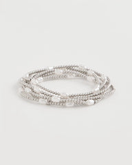 Silver Pearlescent Bead Ball Bracelet