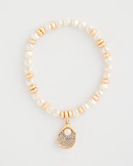 Pearl Pearlescent Stretch Charm Bracelet