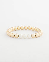 Pearl Goldtone Bead Stretch Bracelet