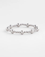 Silver Silver-tone Medium Bead Stretch Bracelet