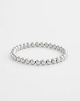 Silver Small Beaded Silver Tone Stretch Bracelet