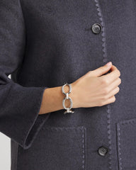 Silver Large Pave Link Toggle Bracelet