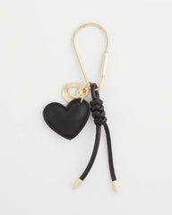 Black Faux Leather Heart Bag Charm