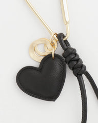 Black Faux Leather Heart Bag Charm