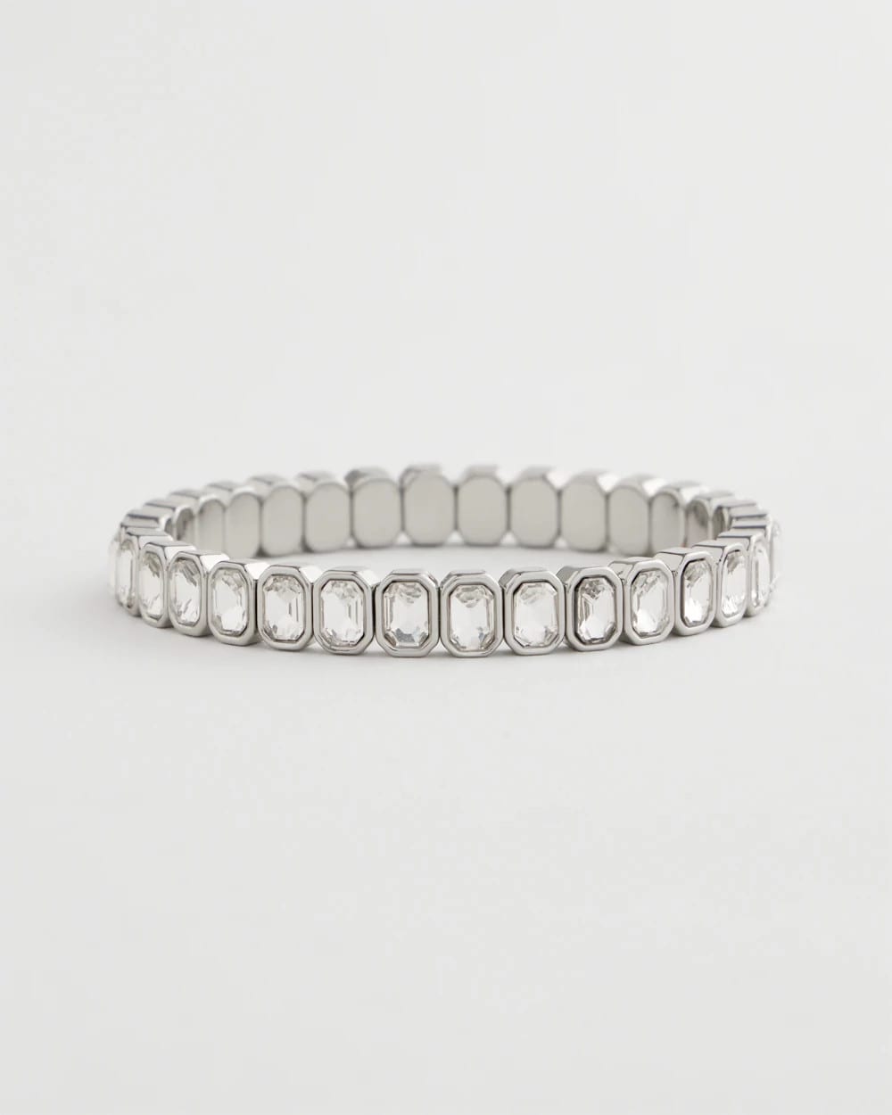 Silver Silver Bezel Set Stretch Tennis Bracelet