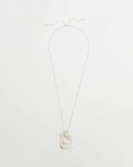 Silver Adjustable Square Pendant Necklace