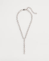 Silver Bezel Set Silvertone Y-Necklace