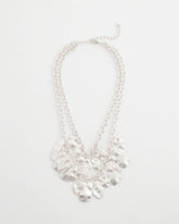 Silver Double Square Charm Pendant Necklace