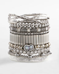 Silver Silver Tone Stretch Watchband Bracelet
