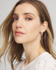 Gold Goldtone Cubic Zirconia Hoop Earrings