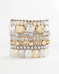 Mixed Metals Mixed-Metal Matte Square Stretch Bracelet