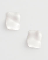 Silver Square Oversized Stud Earrings