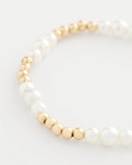 Pearl Goldtone Bead Stretch Bracelet