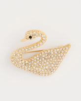 Gold Sparkling Swan Brooch