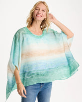 Teal Waters Ombre Coastal Printed Poncho